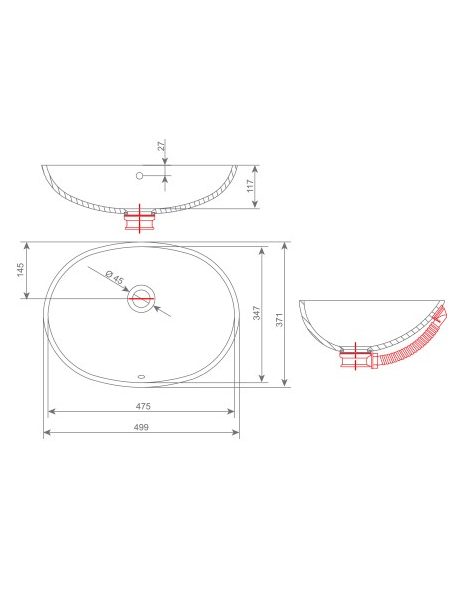 Umywalka łazienkowa solid surface Kolpa Kerrock Eva 030