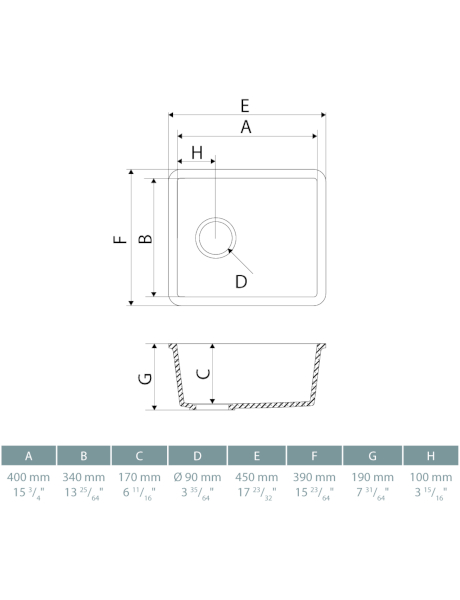 Zlewozmywak kuchenny solid surface Porcelanosa Krion Basic BC C827 34X40 E